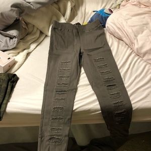 Gray fake ripped jeggings